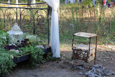 Chairs and table in garden