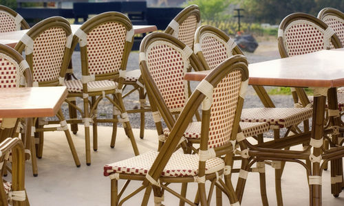 Chairs and table in restaurant