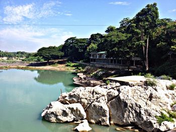 Scenic view of lake against sky