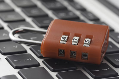 Close-up of computer keyboard on table