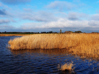 Scenic view of lake against sky