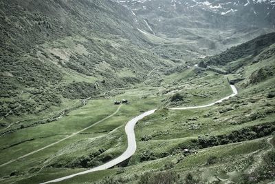 High angle view of road on mountain