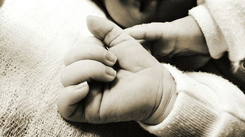 Close-up of baby hands