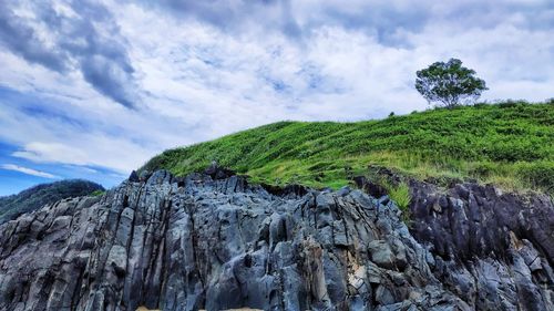Panoramic view of rock formation against sky