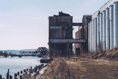 Cropped built structures by the lake