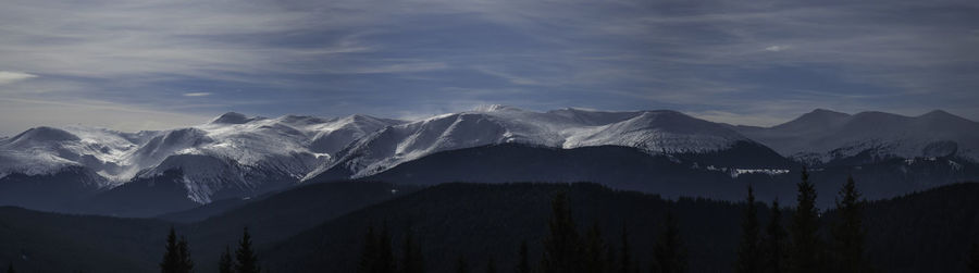 Panoramic view of mountains against sky