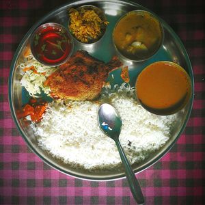 Close-up of food served on table