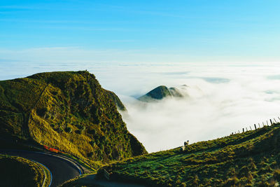 Scenic view of fog against sky