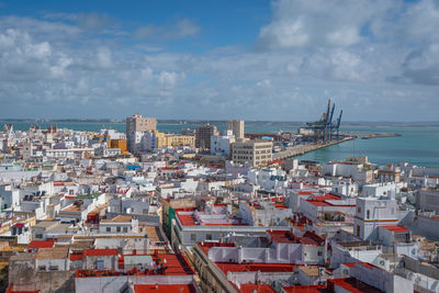 High angle view of townscape against sky