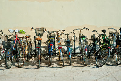 Bicycles parked in row