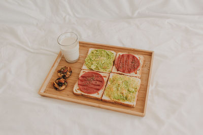 High angle view of food on table