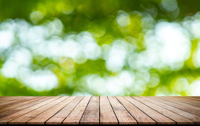 Close-up of wooden planks on table in park