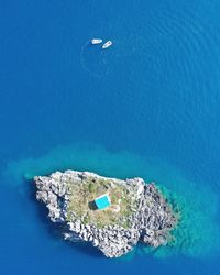 Aerial view of sea and rock