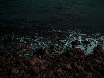 High angle view of sea waves