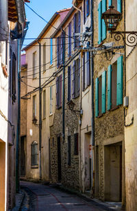 Low angle view of residential buildings, prades.  