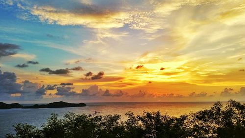 Scenic view of sunset over sea