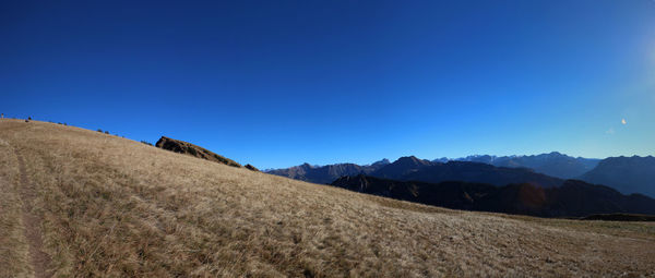 Scenic view of mountains against clear sky