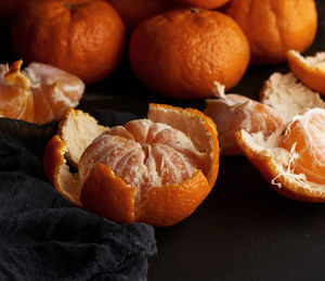 High angle view of oranges on table