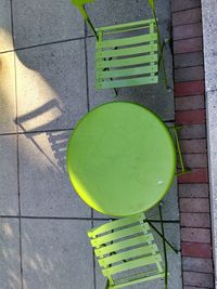 High angle view of leaf on sidewalk