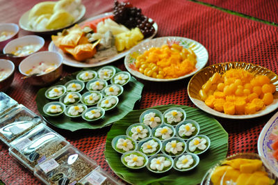 High angle view of food on table