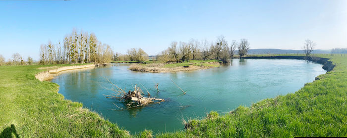 Scenic view of lake against sky