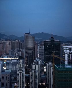 View of cityscape against clear sky