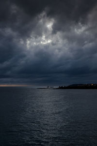 Scenic view of sea against cloudy sky