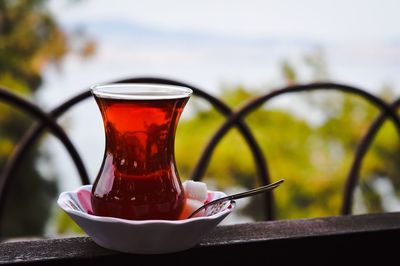 Close-up of tea in glass