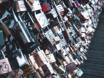 High angle view of objects for sale