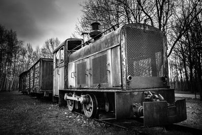 Old train on railroad track