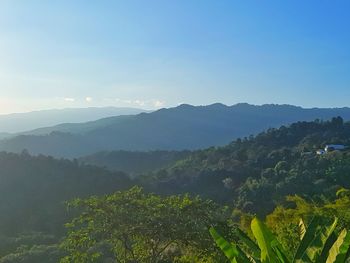 Scenic view of mountains against clear sky