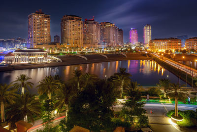 Artificial island in qatar. view of the marina and residential buildings in porto arabia pearl qatar