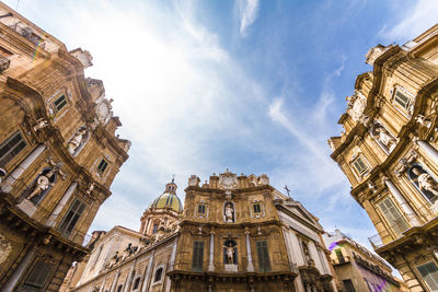 Low angle view of buildings against sky