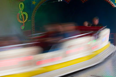 Blurred motion of carousel at amusement park