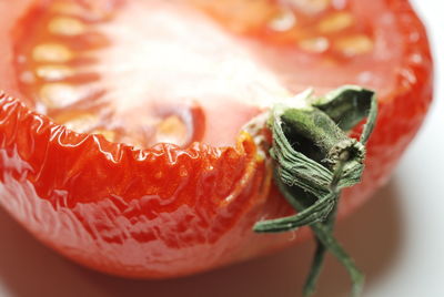 Close-up of tomato on white background
