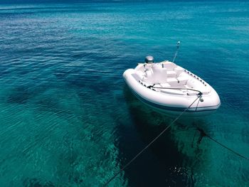 High angle view of boat in sea