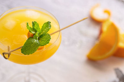 Close-up of lemon on table