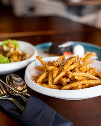 Close-up of food in plate on table