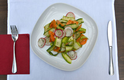 Directly above shot of meal served in plate