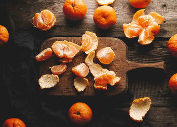 High angle view of fruits on table