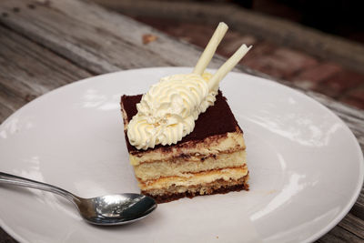 Close-up of ice cream in plate on table