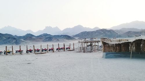 Scenic view of beach against clear sky