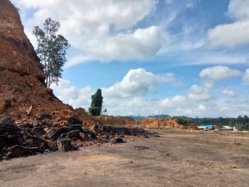 Scenic view of land against sky