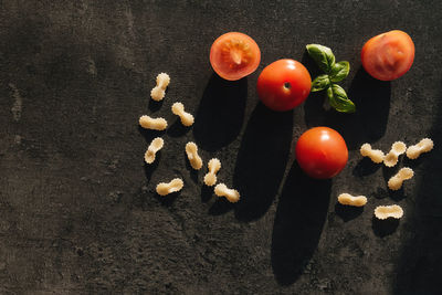 High angle view of fruits on table