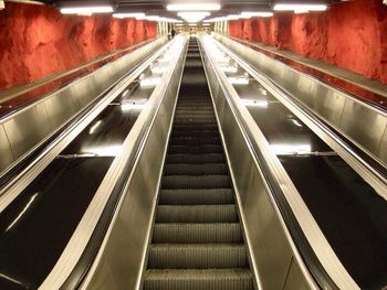 Low angle view of escalator