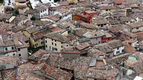 High angle view of buildings in city