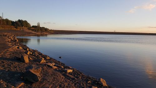 Scenic view of river against clear sky