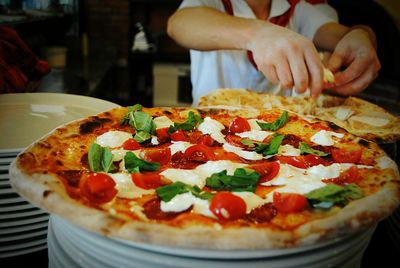 Close-up of pizza on table