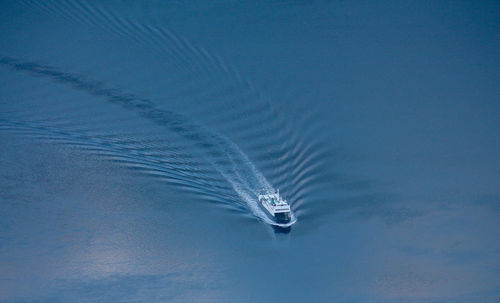 High angle view of boat in sea