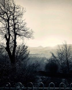 Scenic view of mountains against sky during sunset